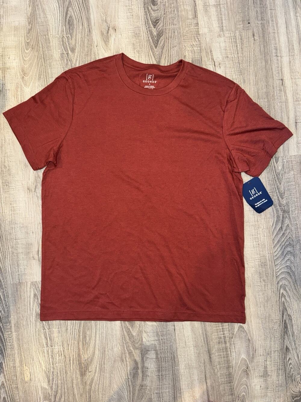 George Men's Crew Neck T-Shirt Rusted Nail Red/Maroon Size L (46-48) NWT